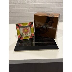 Jay‎ Strongwater Picture Frame Jeweled Floral Enamel Gold Tone Display Decor